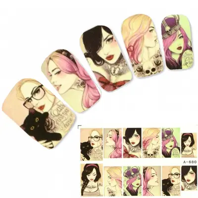 Nagel Sticker Modell Glamour Teenager Art Nägel Fuß Water Decal