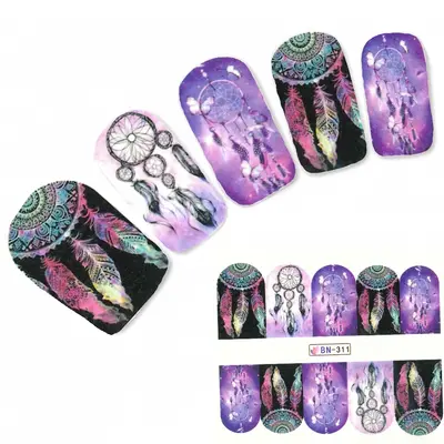 Tattoo Nail Art Traumfänger Federn Aufkleber Nagel Sticker