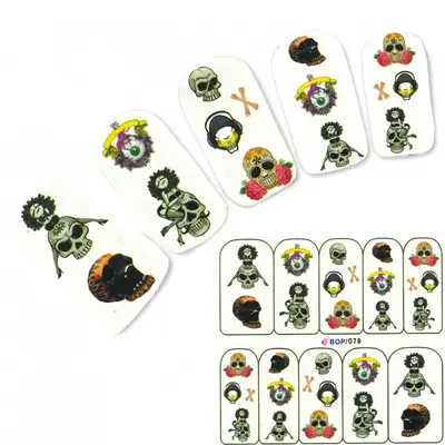 Tattoo Nail Totenkopf Rose Aufkleber Nagel Sticker Nägel Water Decal