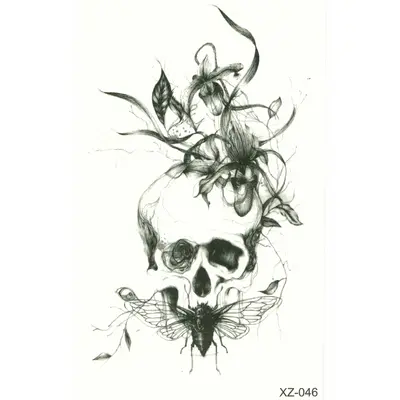 Temporäre Tattoos Totenkopf Skull Motte Design Temporary Körperkunst Klebetattoo