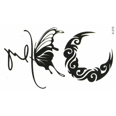 Temporäre Tattoos Schmetterling butterfly Halbmond Design Temporary Klebetattoo