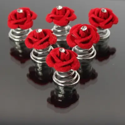 6 Rosen Curlies Braut Kommunion Hochzeit Haarschmuck Blume Rose Rot