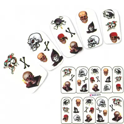 Tattoo Nail Pirat Totenkopf Aufkleber Nagel Sticker Nägel Water Decal