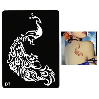 Henna Tattoo Schablone Airbrush Stencil Selbstklebend Pfau Vogel