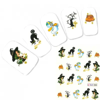 Tattoo Nail Halloween Totenköpfe Katze Glitzer Aufkleber Nagel Sticker
