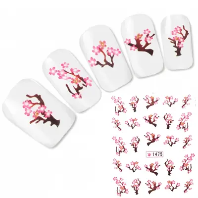 Tattoo Nail Art Aufkleber Kirschblüten Glitzer Japan Orchidee Nagel Sticker Neu!