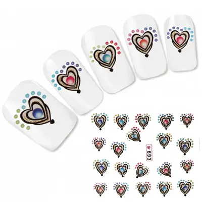 Tattoo Nail Art Aufkleber Herz Heart Blau Rosa Nagel Sticker Neu!