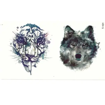 Temporäres Tattoo Tiger Wolf Design Temporary Klebetattoo Körperkunst
