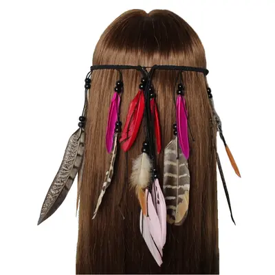 Haarband Haarkette Feder Stirnband Indianer Look Hippie Kopfschmuck
