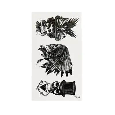 Temporäres Tattoo Totenkopf Indianer Schwarz Design Klebetattoo