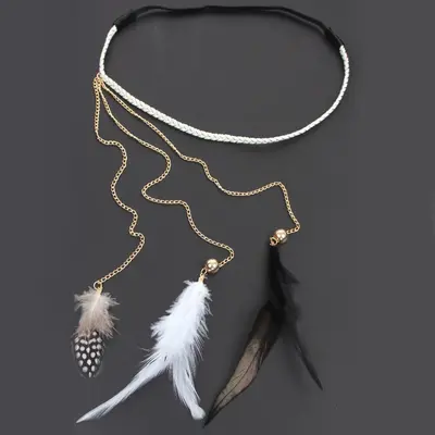 Haarband Haarkette Feder Stirnband Indianer Look Hippie Kopfschmuck