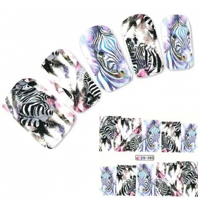 Tattoo Nail Art Zebra Afrika Wildnis Aufkleber Nagel Sticker