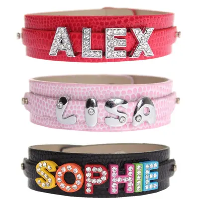 Armband mit Buchstaben Schiebemodule Namensarmband Buchstabenarmband Strass