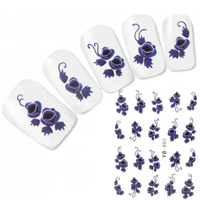Tattoo Nail Art Aufkleber Lila Blumen Flower Fingernägel Nagel Sticker Neu!