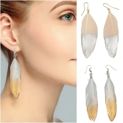 Feder Ohrringe Boho Earring Vintage Ohrhänger Indianer Look Hippie