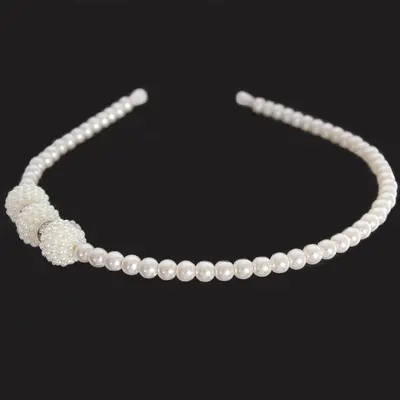 Luxus Perlen Strass Haarreif Hochzeit Braut Kommunion Haarschmuck weiß