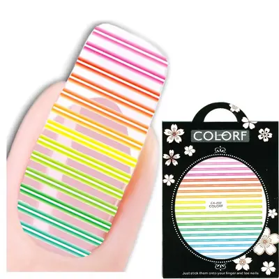 3D Nagel Sticker Nail Art Aufkleber Regenbogen Streifen Aufkleber New Design