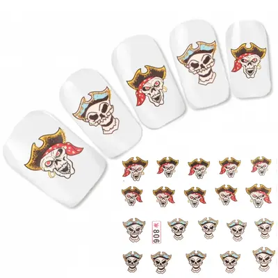 Tattoo Nail Art Aufkleber Schädel Totenkopf Fingernägel Nagel Sticker Neu!