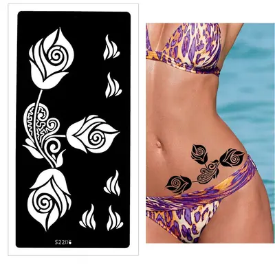 Henna Tattoo Schablone Airbrush Stencil Rosen Kina Dövme