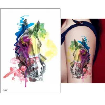 Temporäres Tattoo Pferd Bunt Design Klebetattoo