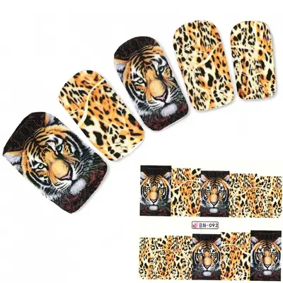Tattoo Nail Art Tiger Tigermuster Afrika Wildnis Aufkleber Nagel Sticker