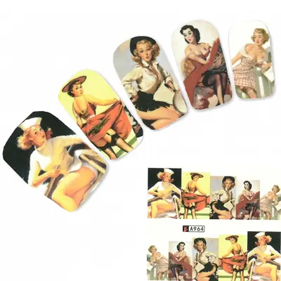 Nagel Sticker Aufkleber 50 er Jahre Erotik Nail Art Nägel Fuß Water Decal