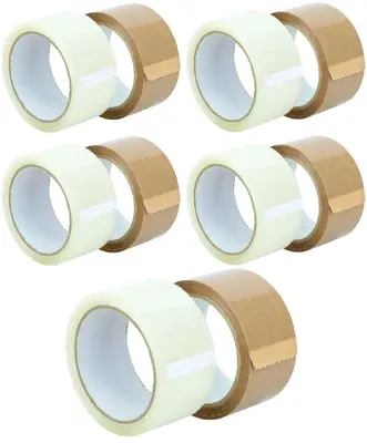 0,02€/m 10 Rollen Paketband Paketklebeband Klebeband Braun + Transparent je 66 m