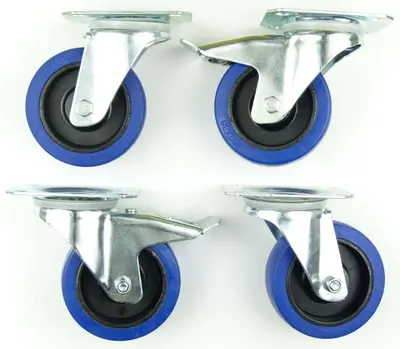1 Set 100 mm SL Rollen BREMSE Transportrollen Lenkrollen Blue Wheels Schwerlast