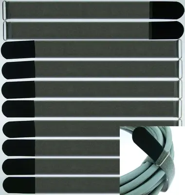 10x Klettband Kabelbinder FK 40 cm x 40mm schwarz Klettbänder Kabelklett mit Öse