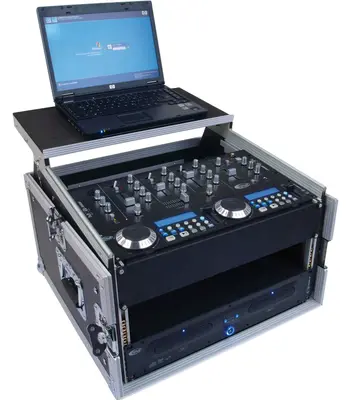 TEGO PRO 6/8HE Winkelrack mit Laptop Notebook Ablage L-Rack Kombicase DJ Rack