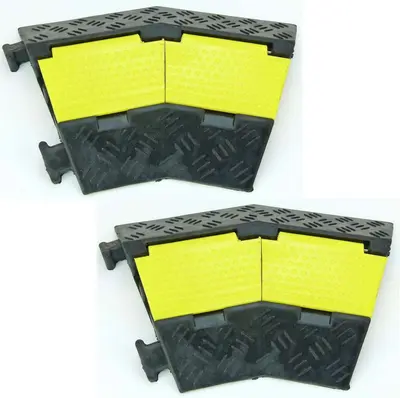 2 x 45° Bogen 2 Kanal ECO Kabelbrücke Überfahrschutz Gummirampe Kabelkanal Kreis
