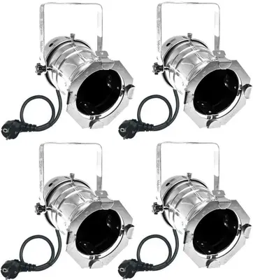 4x PAR-30 Spot-Light Silber m. E27 Fassung & Stecker PAR 30 Scheinwerfer LedDoo