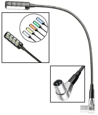 Ultrahelle Multicolor LED XLR 3-pol Schwanenhalslampe mit Winkelstecker Farbwahl