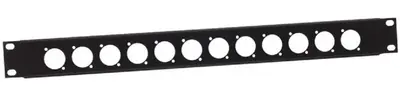 ADAM HALL 1 HE U Rackblende, vorgebohrt für 12 x XLR D Typ Frontplatte Rackpanel