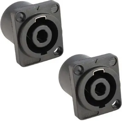 2 x Speakon kompatible Einbaubuchse Speaker Einbaukupplung 4 pol polig D-Form