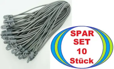 10 Sonnensegel Planenspanner 18 cm GRAU mit Haken Spannfix Spann Gummi Expander