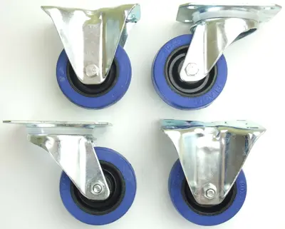 1 Set SL 80 mm Gummi Rollen BLUE WHEELS Transportrollen Lenkrollen & Bockrollen