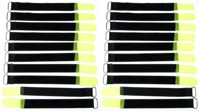 20x Kabelklett Klettband 200 x 20 mm neon gelb Öse Klett Kabelbinder Klettbänder