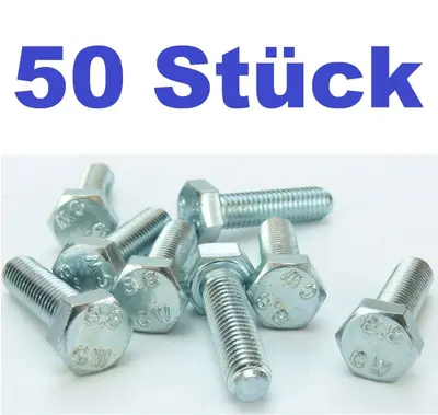 50 Stück M8 x 30 Sechskantschrauben Maschinenschrauben M8x30 DIN 933 Vollgewinde