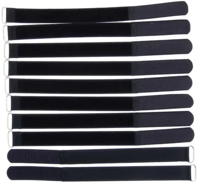 10 x Klettband Kabelbinder 30 cm x 25 mm schwarz Klettbänder Kabelklett mit Öse