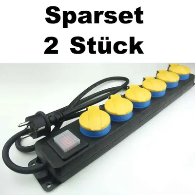 2x 6-fach Schuko Mehrfachsteckdose für Aussen H07RN-F Schalter Steckdosenleiste