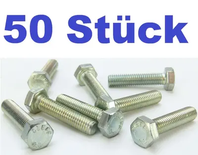 50 Stück M8 x 35 Sechskantschrauben Maschinenschrauben M8x35 DIN 933 Vollgewinde