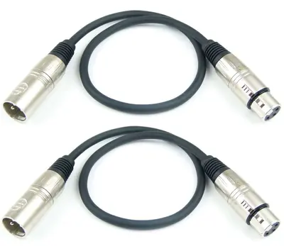 2 x 0,5 m 3 pol Mikrofonkabel XLR male auf female - DMX Mikrofon Kabel Adam Hall