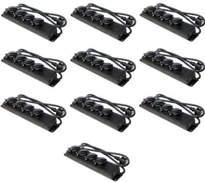 10x 4-fach Aussen Steckdosenleiste schwarz Feuchtraum Mehrfachstecker Gummikabel