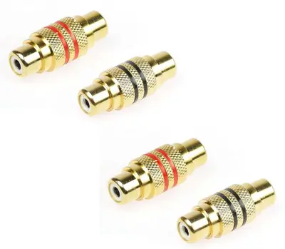 4 x Cinch Adapter Verbinder female weiblich RCA gold SCHWARZ + ROT Stecker ADM