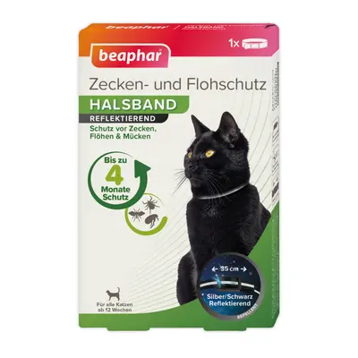 Beaphar Zecken- und Flohschutz Halsband reflektierend für Katzen 35 cm Flöhe