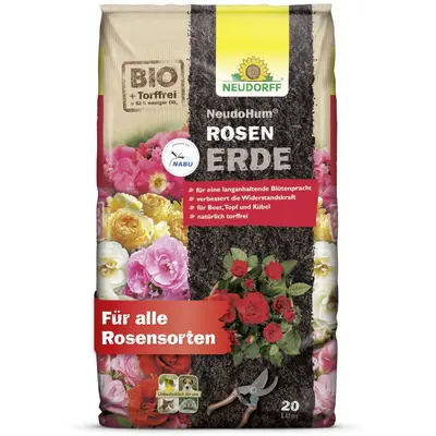 Neudorff NeudoHum RosenErde 20 Liter - Torffreie Erde für Rosen Topfrosen Rose