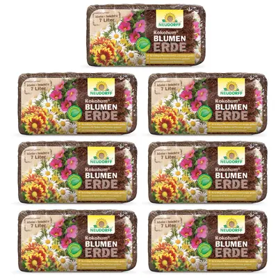 Neudorff Kokohum Blumenerde 7 Briketts Blumen Erde aus gepressten Kokosfasern