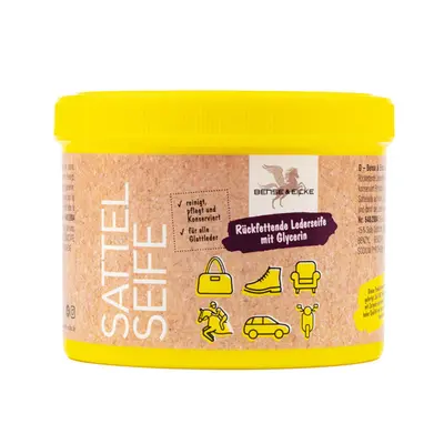 B & E Sattelseife mit Schwamm - 500 ml - Lederreinigung Lederseife Lederpflege
