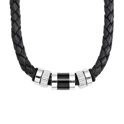s.Oliver Jewel Herren Halskette Kette Leder Edelstahl SO688/1 - 458047